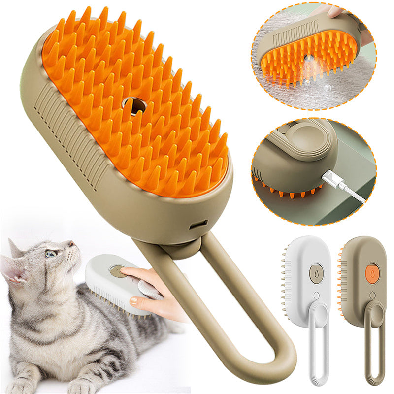 Brosse vapeur taupe utilisée sur un chat