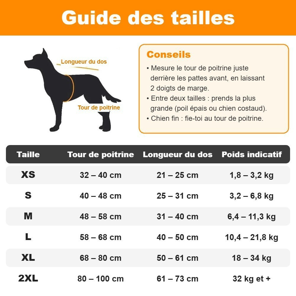 Guide des tailles du body post-opératoire