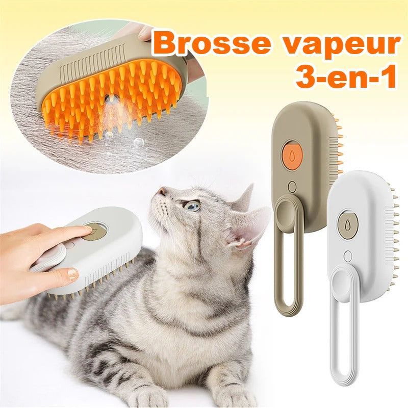 Brosse vapeur 3-en-1 pour chien et chat