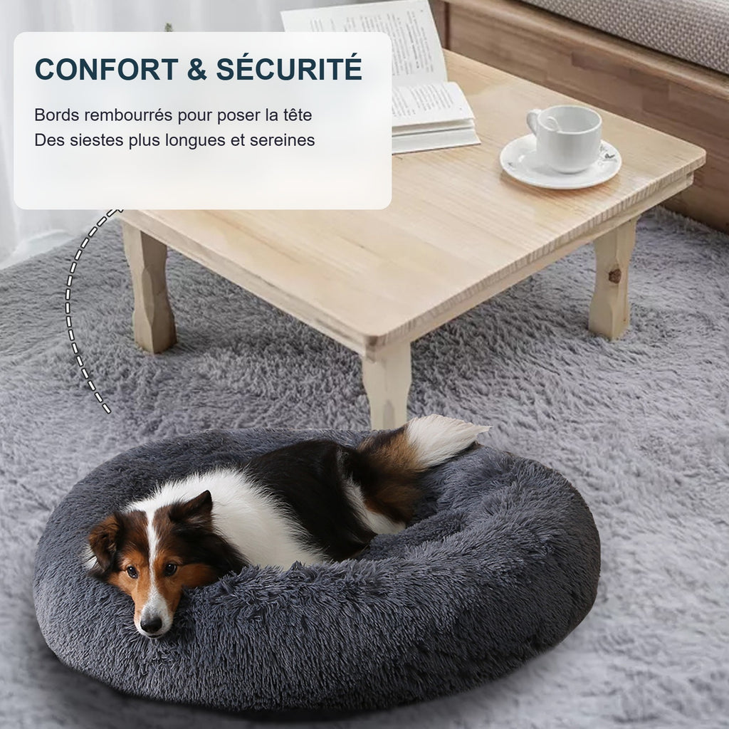 Panier apaisant donut : bords rembourrés pour poser la tête